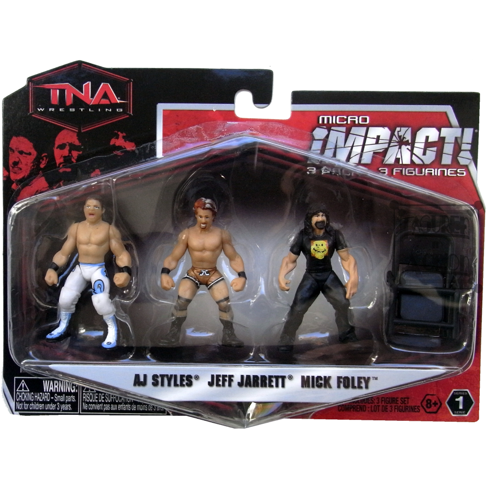AJ Styles, Jeff Jarrett, Mick Foley Figuren