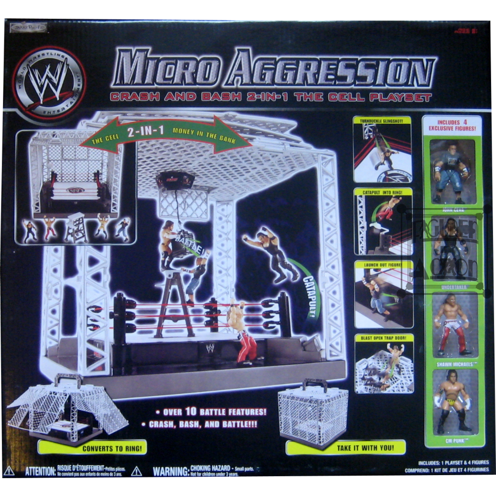 WWE Micro Aggression Crash and Bash 2-in-1 the Cell Playset